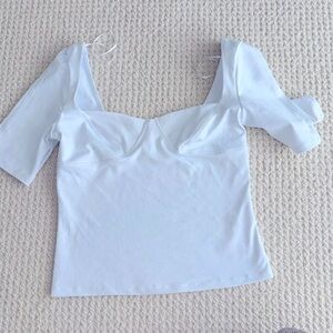 Free People White Square Neck Top